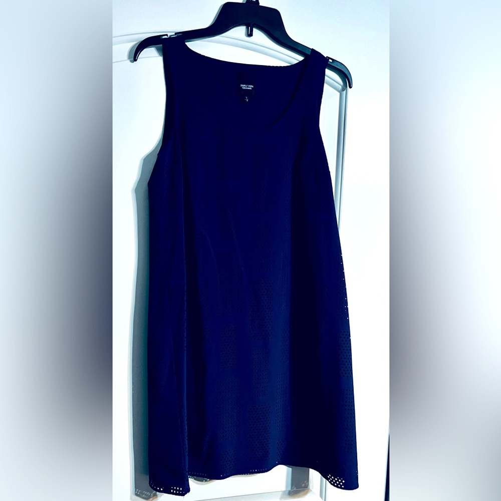 Simply Vera Vera Wang Shift‎ Dress Women's S Navy Perforated Laser Cut